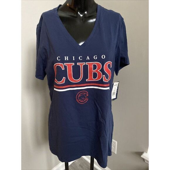 Ladies Large Genuine Merchandise V-Neck Chicago Cubs Shirt. New With Tags!! - Picture 1 of 7